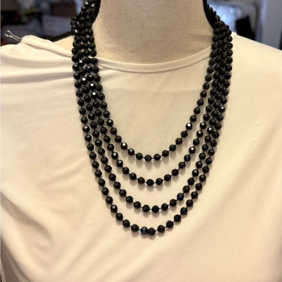 Black faceted bead necklace 90” jewelry - Picture 4 of 10